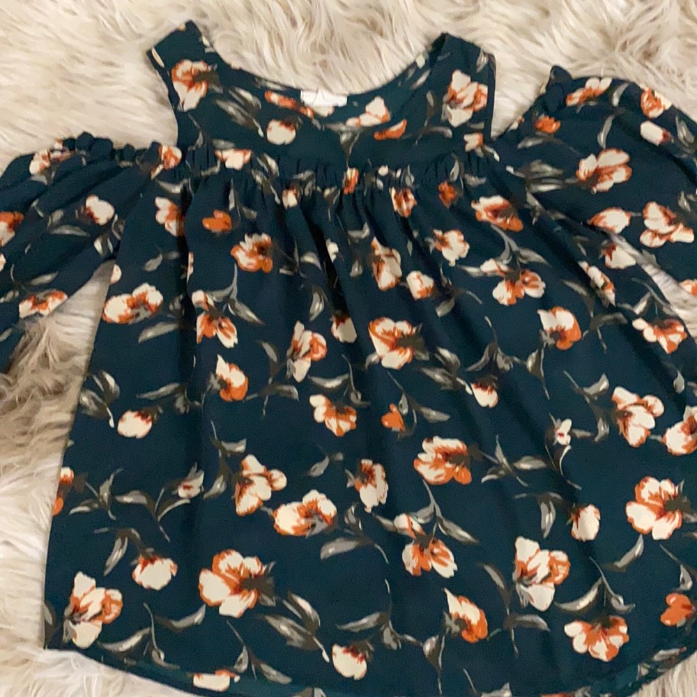 Cute floral cold shoulder blouse